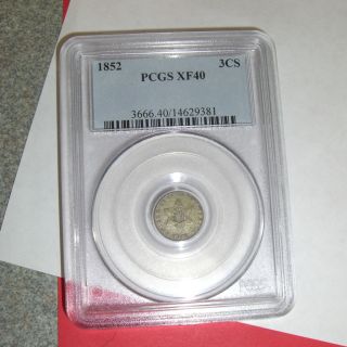 1852 U s Silver Three Cent Piece PCGS XF40