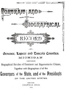 1892 Genealogy of Genesee Lapeer Tuscola Co Michigan MI