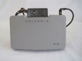 Vintage Polaroid Land Camera Automatic 215 Gray Film Manual Leather