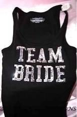 XS Victoria Secret Team Bride Sequin Bling Tank Top Shirt Black Silver