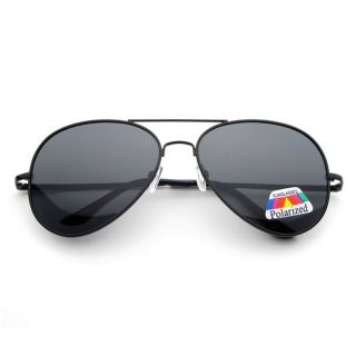 Military Polarized Large Metal Aviator Sunglasses 2602 Black