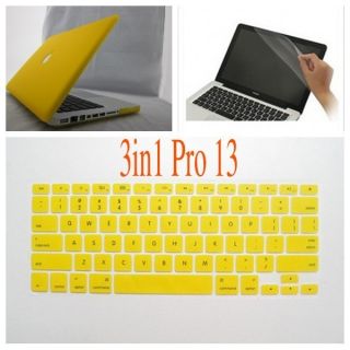 3in1 Yellow Rubberized Hard Case Cover For Macbook Pro 13 Laptop Shell