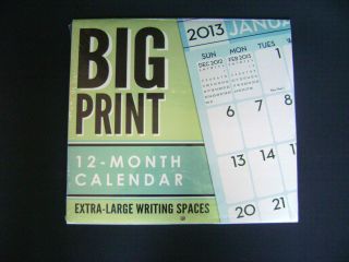 PRINT EXTRA LARGE WRITING SPACES 12 MONTH WALL CALENDAR 12 X11 PLANNER