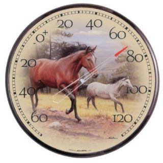 Large Outdoor 12 5 Diameter Dial Round Thermometer Horse American