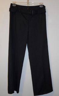 Larry Levine Womens Size 8 Stretch Black White Belted Dress Pants