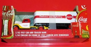 Coca Cola 1937 Cab and Trailer Back Die Cast Bank Coke