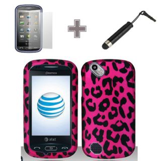 Laser P9050 AT T Rubberized Pink Leopard Hard Case Cover Screen Film