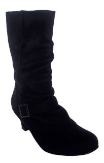 Lasonia BG284 Girls Black Nubuck Side Zip Knee High Dress Boots