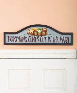 Comes Out  Witty Wooden Laundry Room Sign Wall Decor New