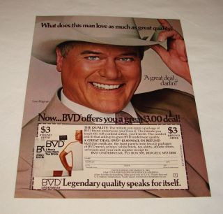 1983 BVD Ad Page Larry Hagman Dallas TV Show