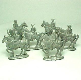 Six Toy Lead Soldiers Horses Horseback Vintage Figures 6 Unmarked 2
