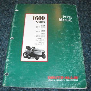 1600 Series Lawn Garden Tractor Mower Parts Manual Catalog