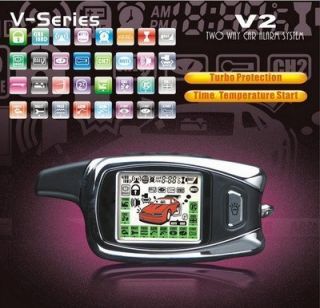 LCD Car Alarm System Remote Start FM 2 Way 3 Color