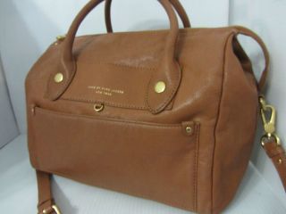 Marc Jacobs Preppy Pearl Leather Satchel Bag Tote Brown Leather