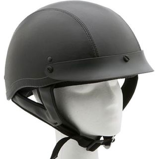 Kerr Shorty Black Leather Motorcycle Half Helmet Adult XS s M L XL 2XL