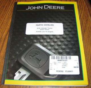 John Deere X729 Lawn Tractor Parts Catalog Manual JD