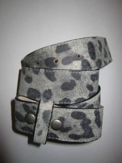 Leatherock 1 5 Gray Leopard Print leather belt strap w snap closure 34