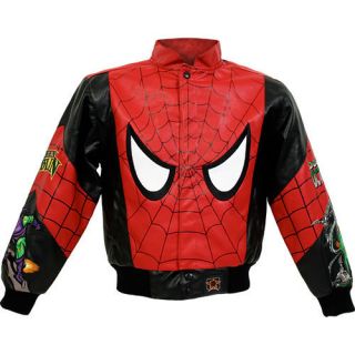 Spider Man Marvel Comics Kids Faux Leather Jacket New