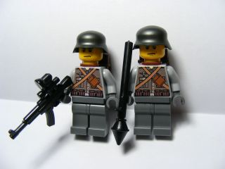 Lego WWII German Soldiers Pack of 2X Greenish Gary