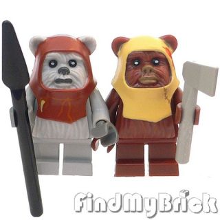 SW161 Lego Star Wars 2X Ewok Minifigures Chief Chirpa Paploo 8038 New