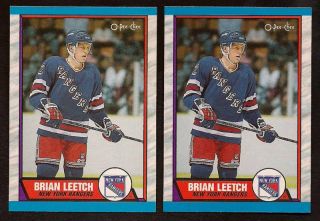 1989 O Pee Chee Hockey 136 Brian Leetch 2 Card Lot
