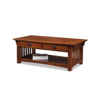 Leick Mission Impeccable Two Drawer Coffee Table in Medium Oak 8204