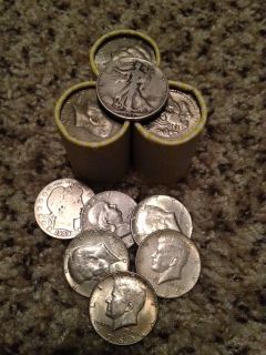 roll of Unsearched half dollars ($10 face value)   old silver coins