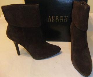 Lauren Ralph Lauren Leola Brown Suede Leather Ankle Boot Size 10 $180