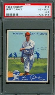 1934 Goudey #19   Lefty Grove   PSA 4.5    Boston Red Sox HoF