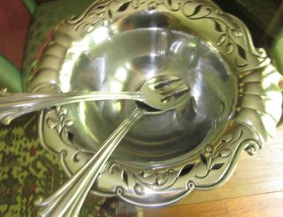 Lenox Traditional Style Metal Salad Pasta Bowl w Serving Pieces