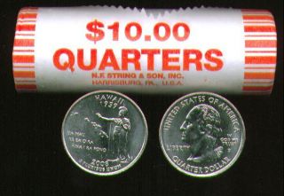 Head Tail 2008 D Mint Hawaii Uncirculated Quarter Roll