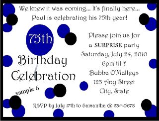 75th Birthday Party Invitations