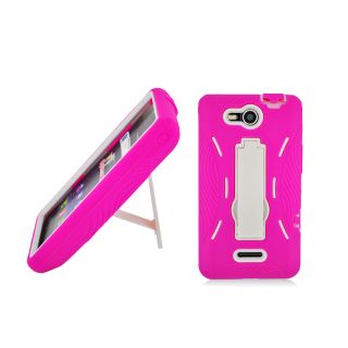 LG Lucid 4G VS840 Hard and Rubber Hybrid Case Cover w Kickstand PKWH