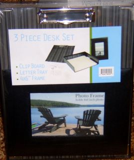 Piece Desk Set Clip Board Letter Tray 4x6 Frame