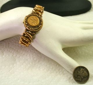 Stunning Antique C 1900s 12K Rose Gold Filled Sweetheart Bracelet
