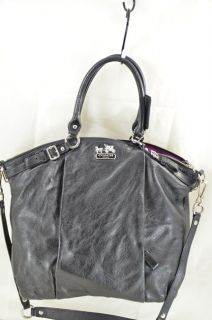 Coach 18641 Madison Lindsey Black Large Leather Satchel Bag $398