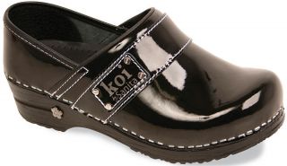 Sanita Womens Koi Lindsey Black Patent Leather Prof Clogs Shoes