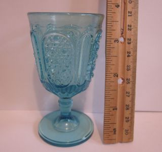 Antique Blue Aqua Goblet Cordial Stemmed Wine Pressed Glass 2 Patterns