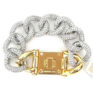 Kors Glam Classics Pave Chain Turn Lock Link Bracelet Gold
