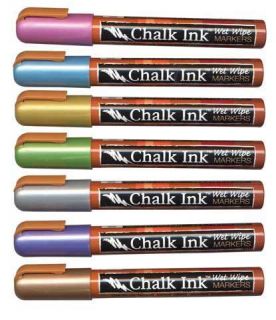 Chalk Ink Liquid Chalk Markers Metallic Set of Seven Colors 7 Metasst