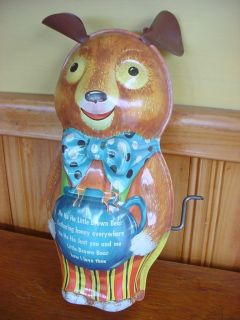 1950s Vintage Mattel Little Brown Bear Tin Wind Up Toy Music Box