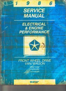 Lot of 2 1988 Chrysler Voyager Caravan Service Manuals Electrical