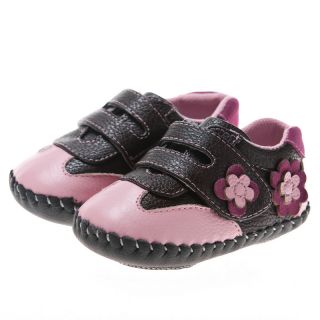 Little Blue Lamb Pink Brown Flower Leather Soft soled Shoes Baby Girl