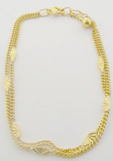 Ladies 22K Yellow Gold Double Row Chain Link Bracelet