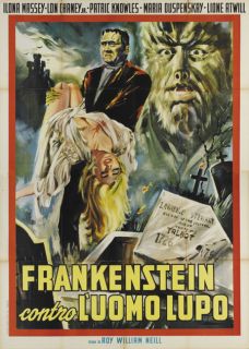 Frankenstein Lon Chaney Jr Vintage Horror Movie Poster