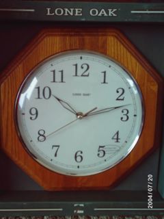 Lone Oak 12 Octagon Wall Clock w Wood Frame Glass Face