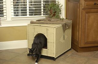Decorative Cat Litter Pan Box Cover Rhino Wicker Anti Fluid Odor EZ
