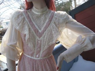 Vintage Gunne Sax Calico Lace Long Prairie Dress Sz 9