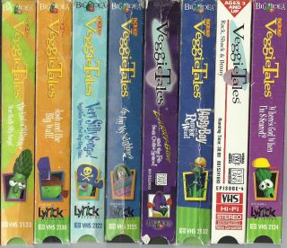 Lot of 8 VeggieTales Veggie Tales VHS Videos