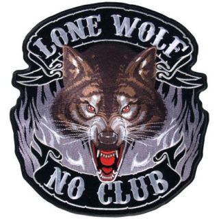 Lone Wolf No Club Biker Patch XXL 11 inch Patch